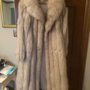 Full length silver fox coat